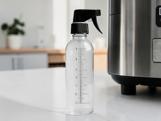 Purnt Premium Glass Oil Sprayer for Cooking - Leak-Proof Clear Borosilicate Olive Oil Dispenser Mister with Measurement Scales