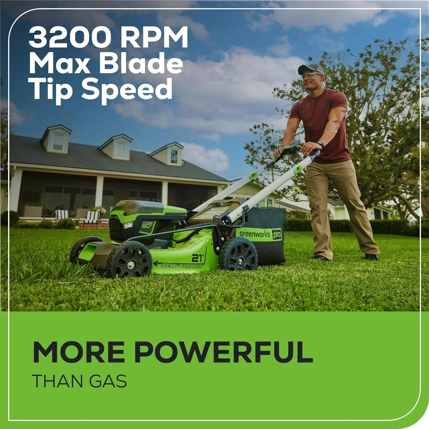 60V 21 Cordless (Self-Propelled) Lawn Mower , 2 x 4.0Ah Batteries and Dual Port Rapid Charger