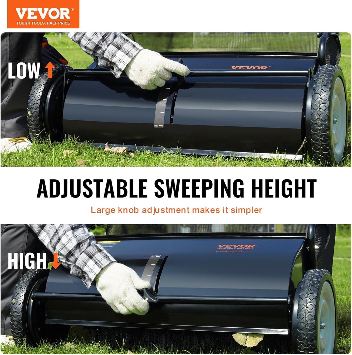2025 Heavy Duty Steel 26 Inch Collector Push Lawn Sweeper