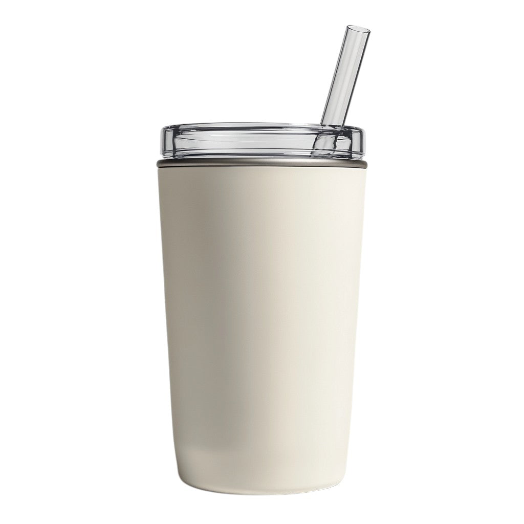 Gavon 40oz Vacuum Insulated Tumbler - Stainless Steel Travel Mug with Handle & Straw - Keeps Cold for 24+ Hours - Car Cup Holder Friendly - Cream White
