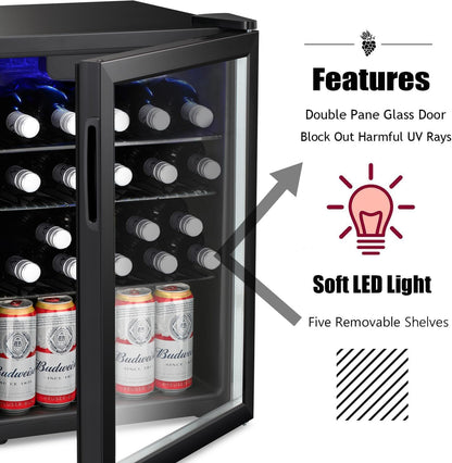 Antarctic Star 36 Bottle Wine Cooler/Cabinet BeverageRefrigerator Small Mini Wine Cellar Beer Soda Bar Fridge Quiet Operation Compressor Adjust Temperature Freestanding Black, 4.4 Cu. ft