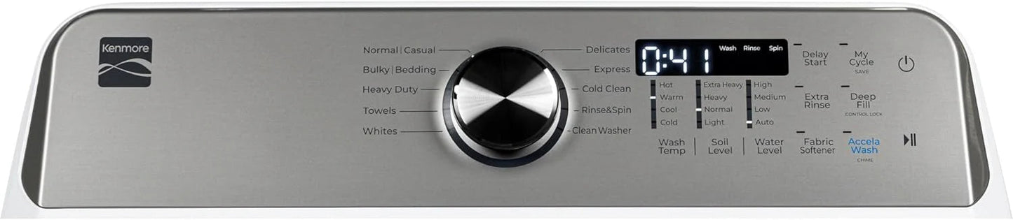 4.5 cu. ft. Top Load Washer with Triple Action Impeller for Tough Dirt & Stains-Reduce Laundry Time with Accela and Express Wash-LED, White