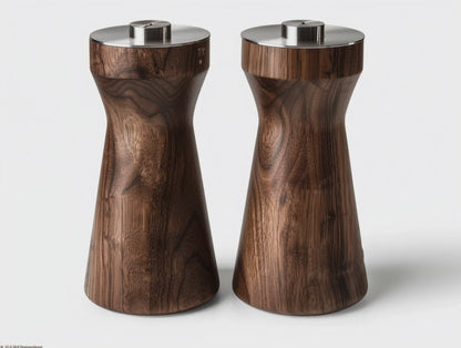 Purnt Premium Manual Walnut Wood Salt and Pepper Grinder Set - Adjustable Ceramic Core Spice Mill Shakers for Kitchen and Dining